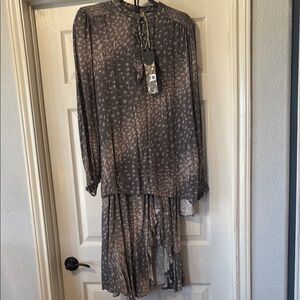Double D Ranch Gray Tan Mock Neck Sundress